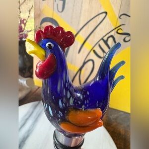 COPY - Blown Art Glass Chicken | Rooster Wine Bottle Stopper or garden ornament…